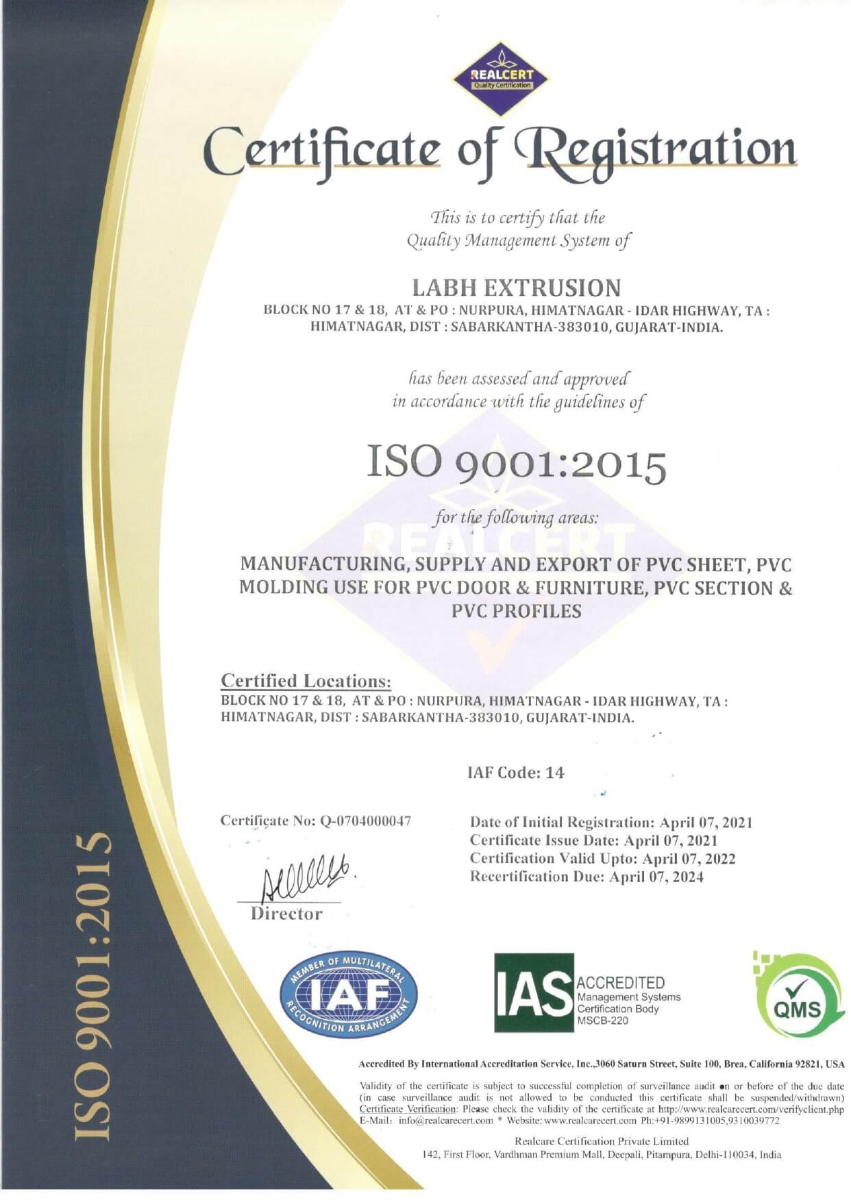 Certificate Of Registration